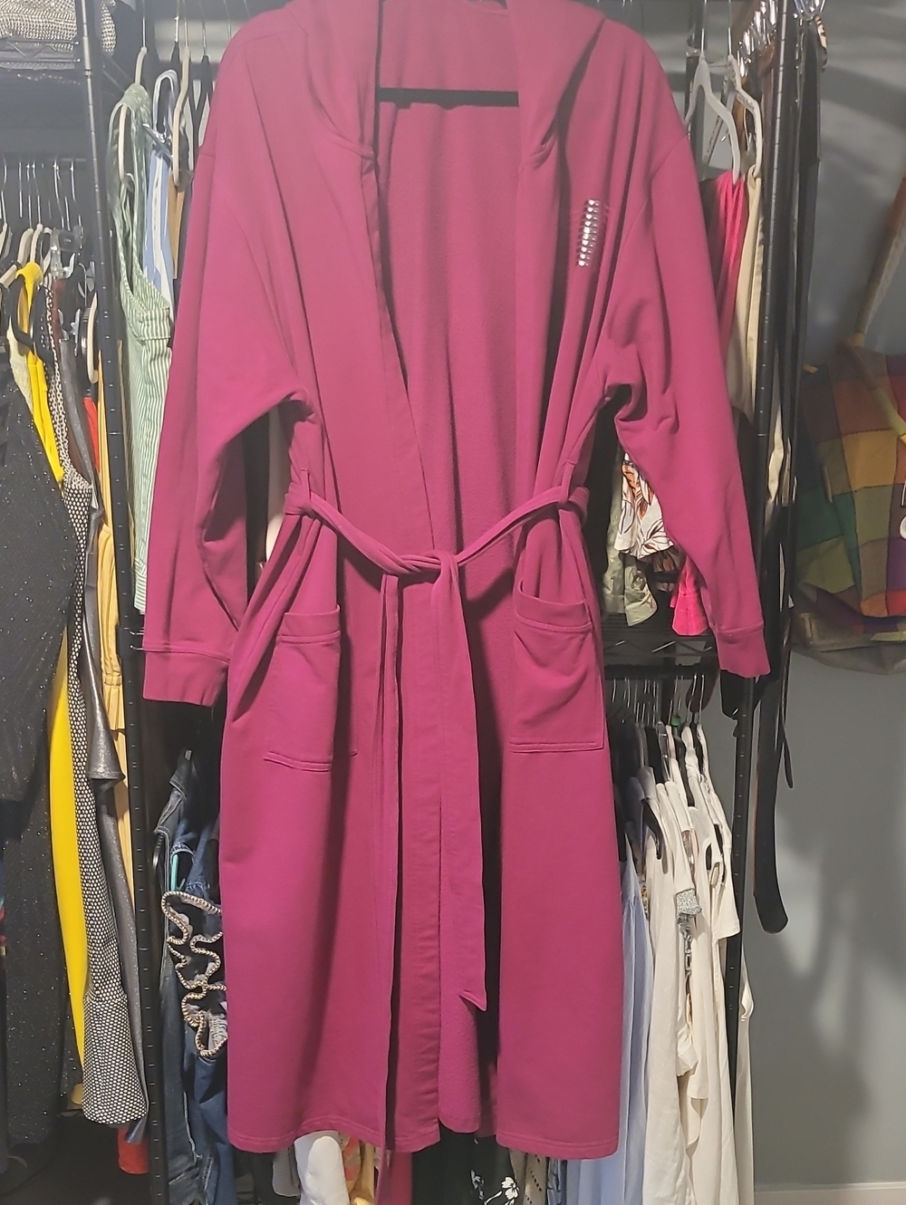 Savage X Fenty Unisex Hooded Robe - Magenta Cozy Wrap